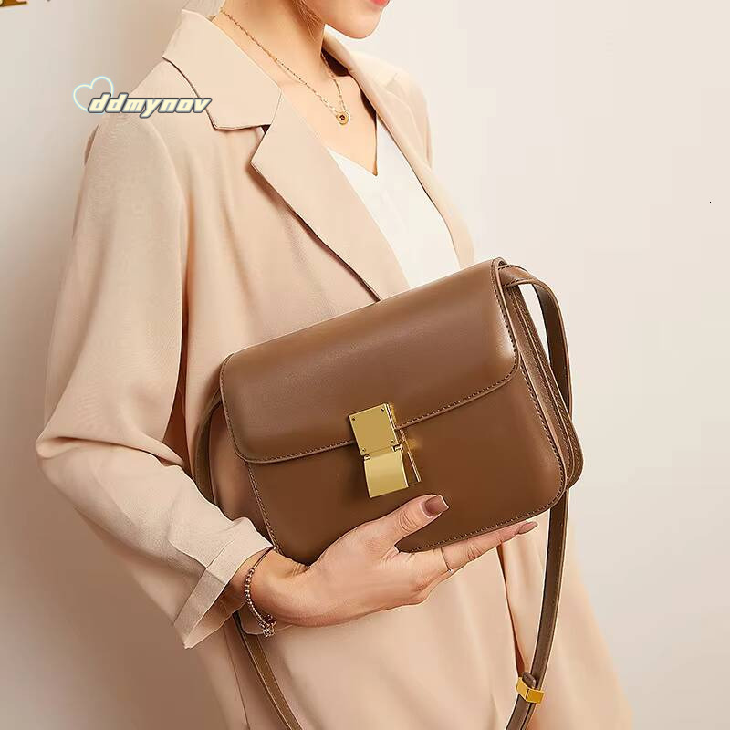 2022 trendy brand women's genuine leather shoulder bag, small square handbag, fashionable crossbody bag ddmynov