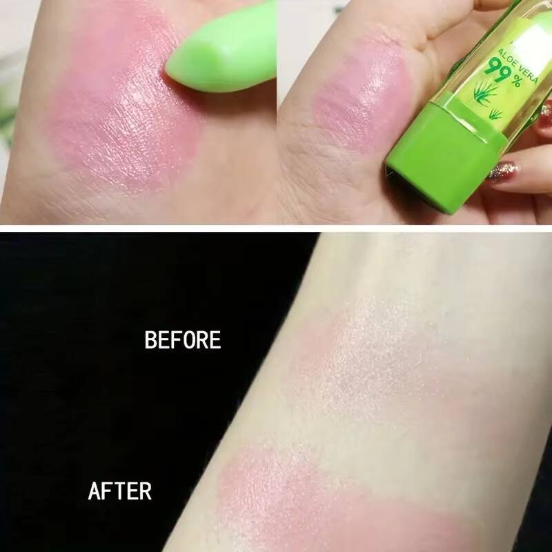 Aloe Vera Color-changing Lipstick,Moisturizes Hydrates Waterproof Non-sticky Long-lasting Tinted Lip Gloss happy