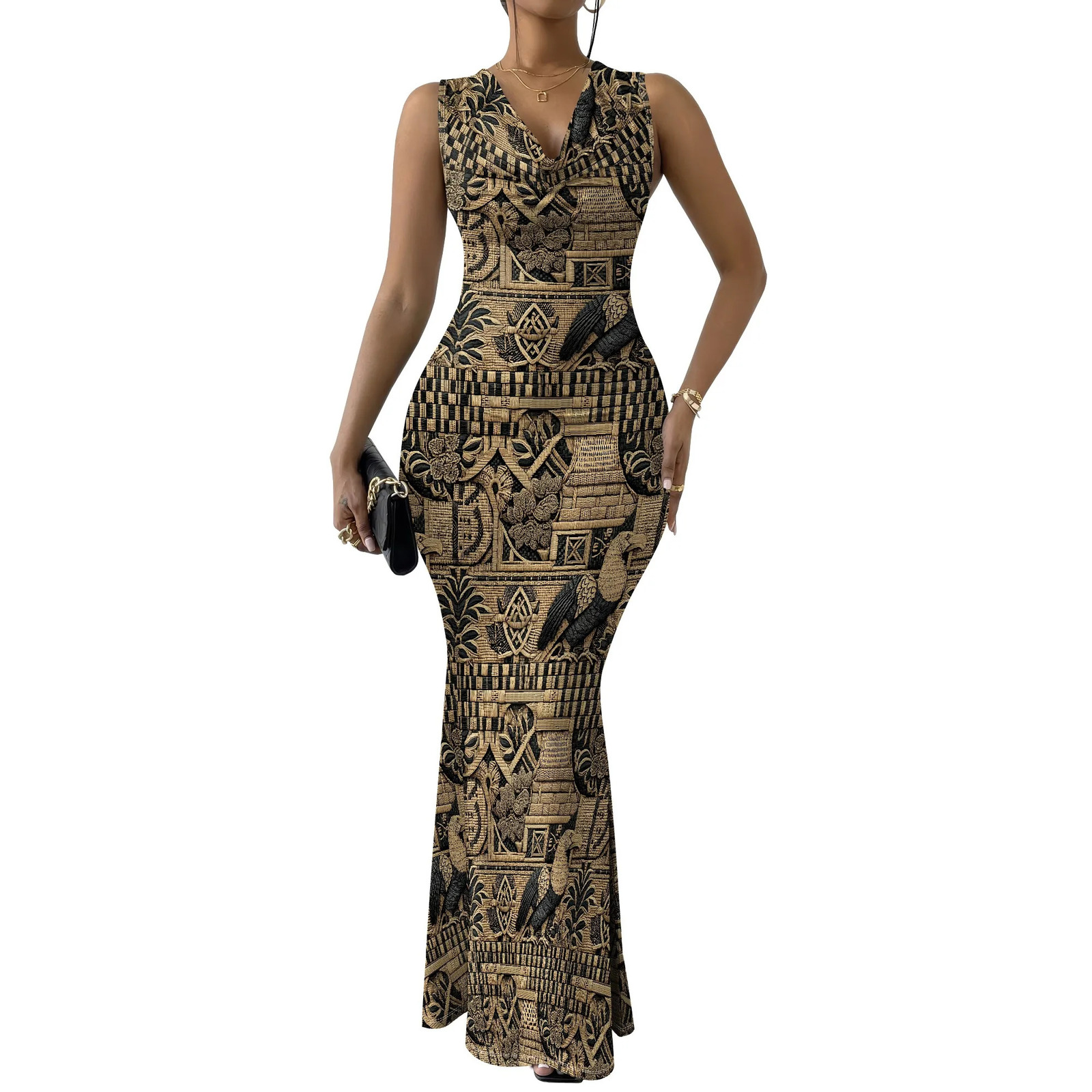 y African Print Bodycon Dress Womens Sleeveless Maxi XS2XL Stylish Casual or Cocktail Dress 250614