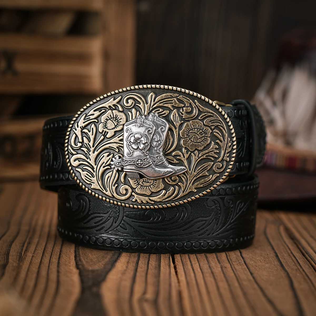 Men Wen-Western-Cowboy-PU Leather-Belts - Vintage Belt Floral Engraved Buckle Belt for Jeans X250614