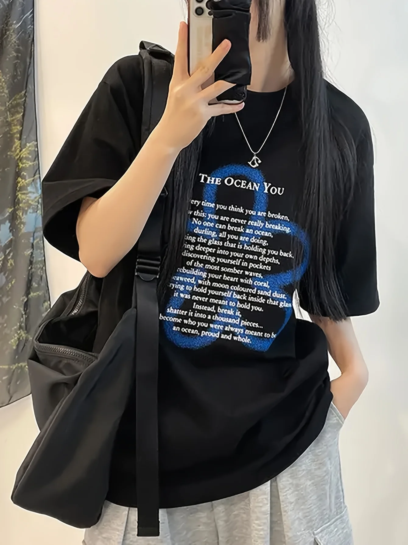 Y2K Women's Oversized Graphic Tee - Black Letter Print T-Shirt, Sweet Spicy Streetwear Top, Summer Casual Loose Fit Cotton