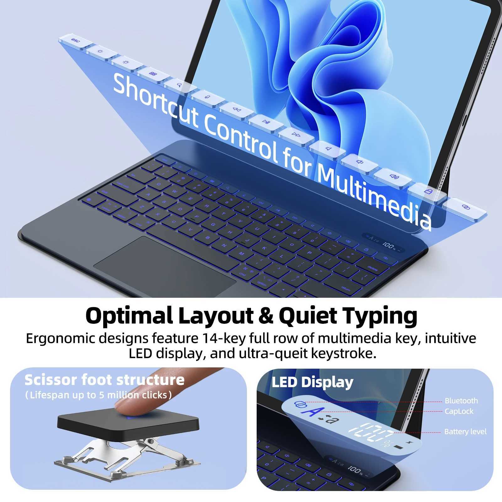 GOOJODOQ Ultra Thin Magic Keyboard for iPad Pro 11 Air 11 M3/M2 Pro 12.9 Pro 13 Pad A16 Glass Trackpad Aluminum Alloy Keyboard X250614