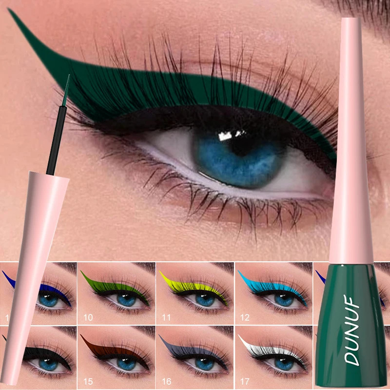 Matte Dark Green Liquid Eyeliner Pencil Waterproof Makeup Colorful Liquid Eye Liner Ultra-thin Long-Lasting Quick-Dry Eye Liner 250614