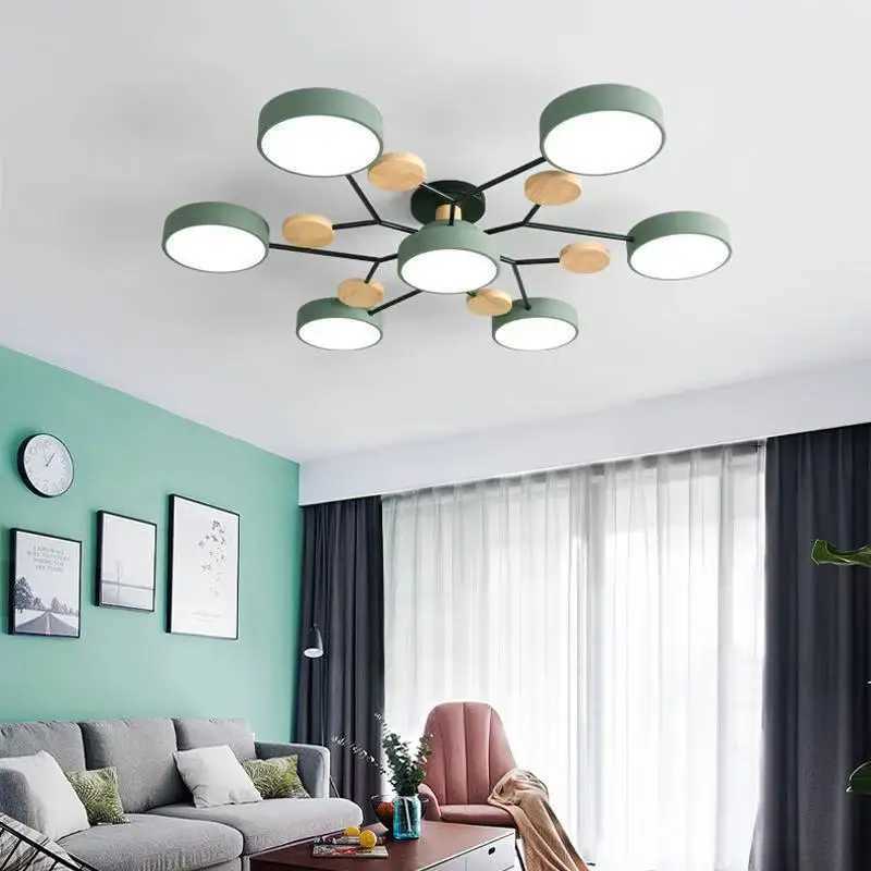 Lamp in the Living Room Household Macaron Hall Ceiling Lamp Bedroom Light Log Restaurant Lamps Nordic simplicity Ceiling LightXJ2500613