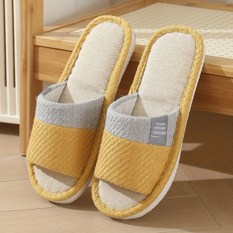 Unisex Linen Slippers Men and Women - Soft Breathable Fabric Thick EVA Non-Slip Sole Red, Blue, Beige & Pink Casual Indoor Home Shoes | Suitable for a