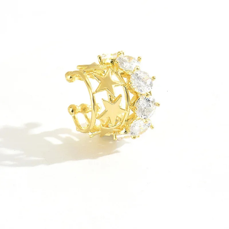 French Elegant Hollow out Embedded Zirconia No Piercing Ear Cuff Sensation Jewelry Ear Decorations without Hole 250610