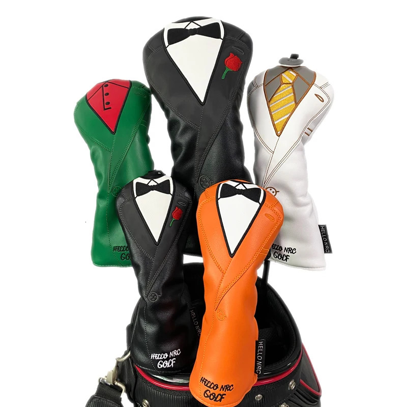 Golf Wood Head Cover Suit Style Waterproof For Driver Fairway Hybrid Golf Headcovers With Number PU Leather Golf Accessories 250613