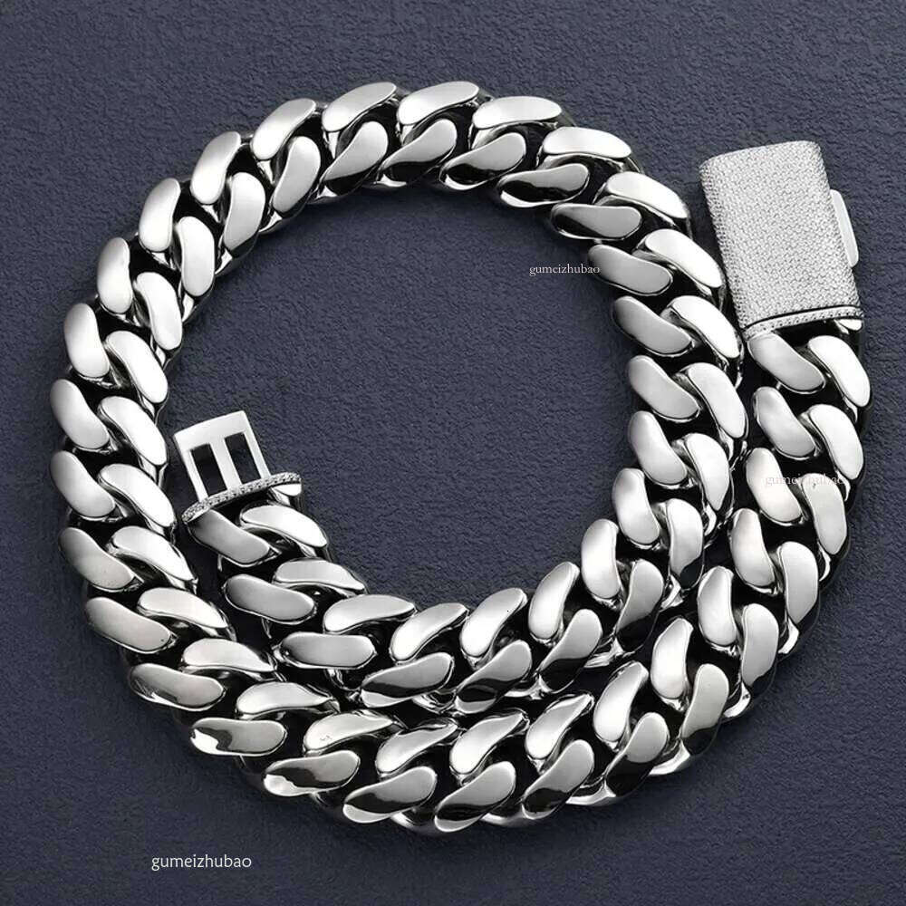 Hip Hop Jewelry Mens Gold Sterling Sier Vvs Moissanite Dia Iced Out Buckle Heavy Plain Cuban Link Chain Necklace