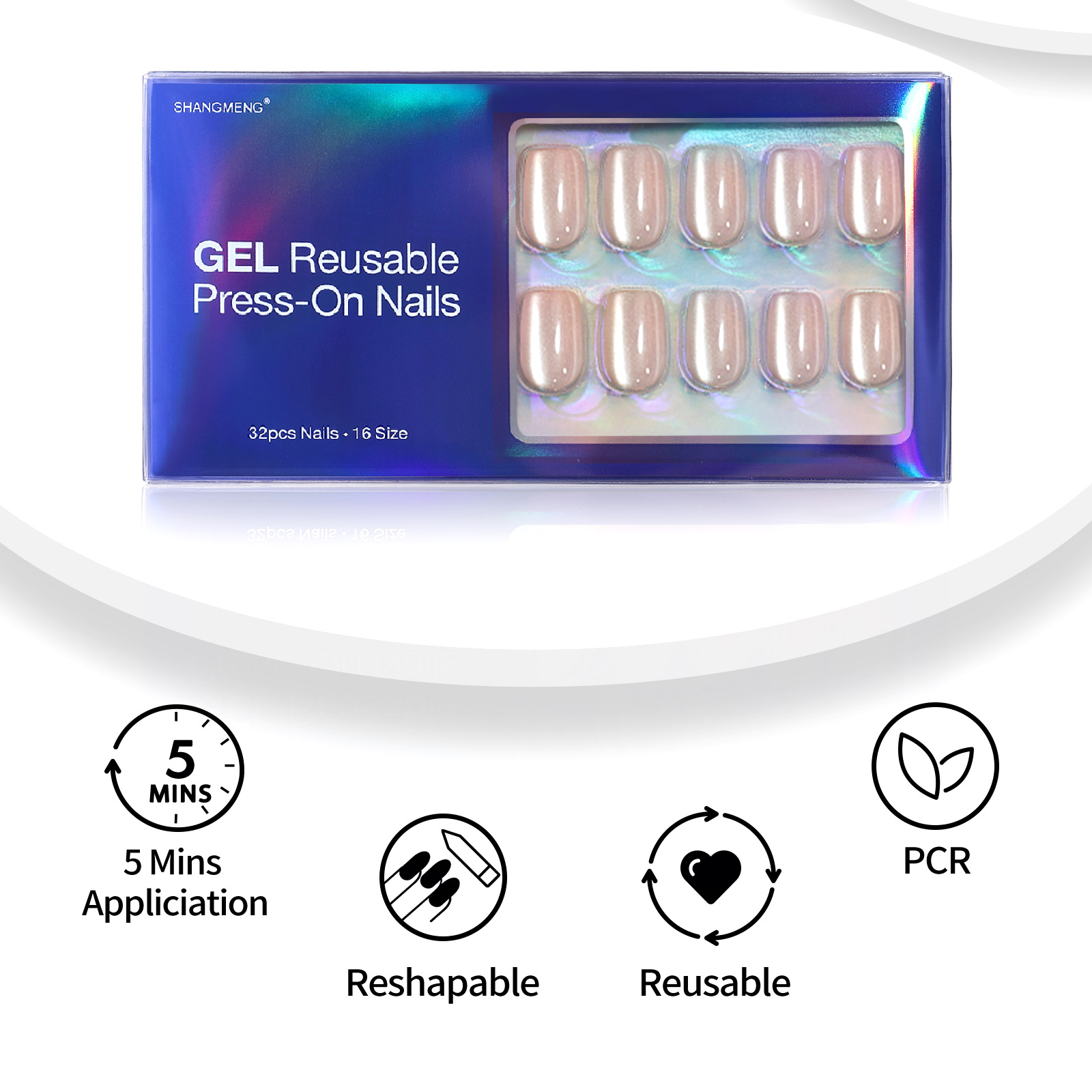 Elegant Square Shape Artificial Acrylic Tips with Elegant Edge DetailLight Beige Tones Plus Matching Nail Glue
