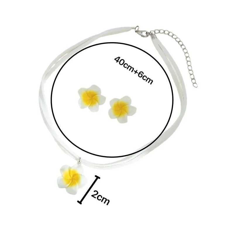 Elegant Big Flower Jewelry Set for Women White Pink Green Resin Flowers Pendant Necklace Earring Girls Beach Party Jewelry Gift Z250614