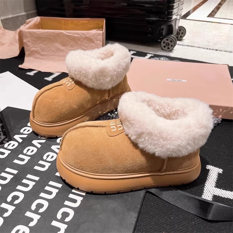 Ddmysports Sheepskin Integrated Warm Bread Cotton Shoes Thick Sole Short Cute Ugly Big Head Snow Boots Women S New Winter Model Outdoor Shoes