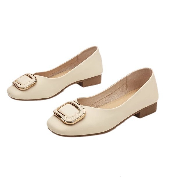 Ddmysports Flat Versatile Summer Square Toe Soft Sole Single Shoes Women Internet Celebrity Small Fragrance Style Shallow Mouth Loafers Moccasins Outd