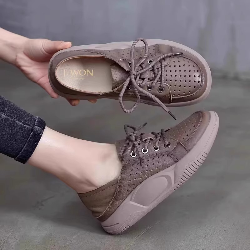 Ddmysports Openwork Sandals For Women Summer New Casual Sports Single Closed Toe Lace Up Soft Sole Platform Hole Shoes Outdoor Shoes