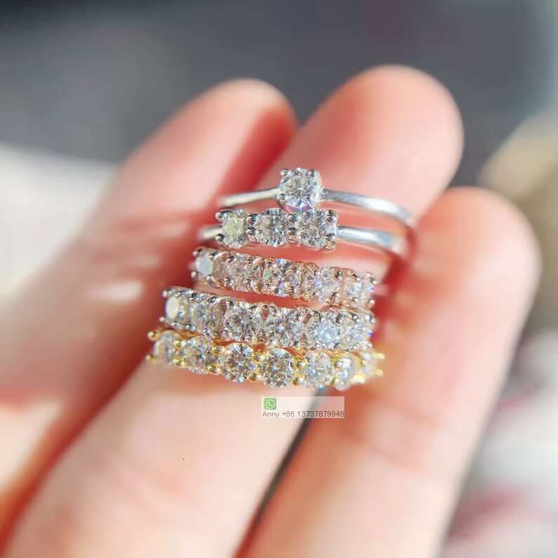 925 Sterling Silver Minimalist Clarity VVS1 Moissanite Eternity Ring Set Mens Classic Icy Mossanite Diamond Stacking Tennis Ring