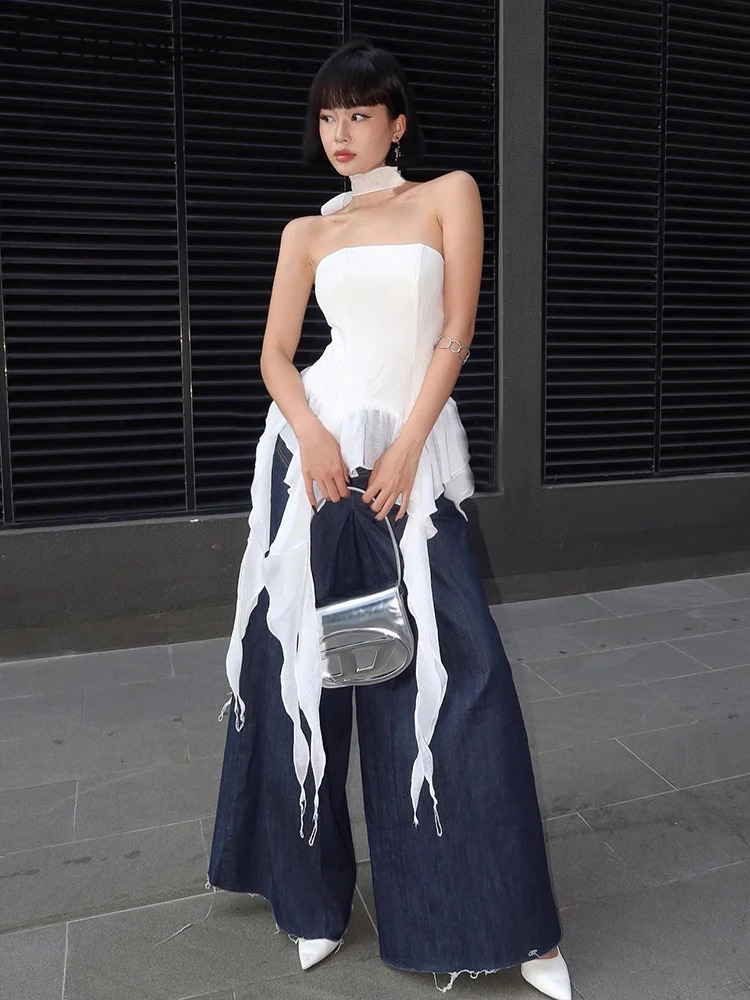 Cute Summer Sexy OffShoulder Lace Women Crop Top Casual Strapless Halter Streetwear Fashion Club Party Lady Tank Top 250611