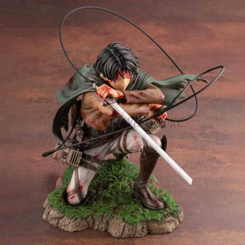 Attack On Titan Action Figure Levi Ackerman Figurine 18cm Collection Shingeki no Kyojin Statue Battle Damage Rivaille Model Toys XJ250614