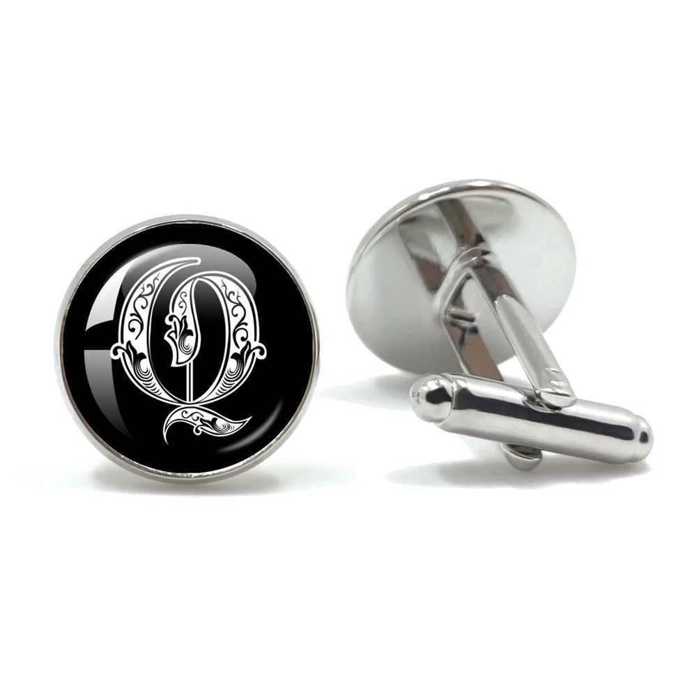 Retro Gothic Alphabet Letters A-Z Cufflinks for Men Luxury Jewelry Shirt Cuff Links French Business Accessories XJ250614