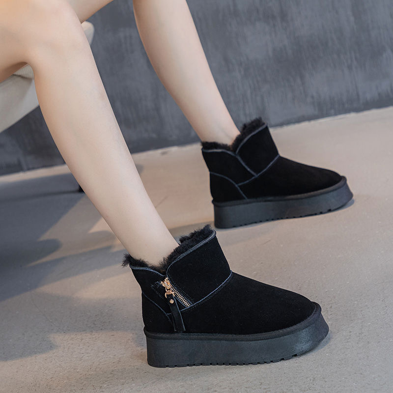 Ddmysports Thick Soled Snow For Women New Winter Fleece Lined Sheepskin Thickened Northeastern Cotton Shoes Slip On Boots Outdoor Shoes