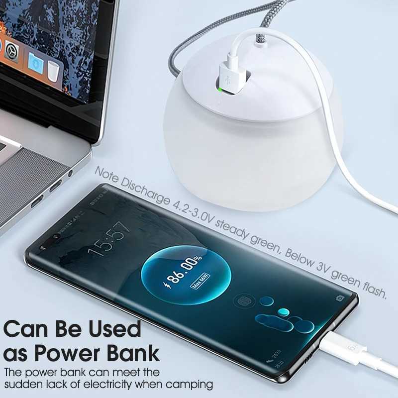 WEST BIKING Camping Tent Hanging Light Portable Camping Lanterns USB Rechargeable LED Light Camp Lamp for Outdoor Emergency W250613