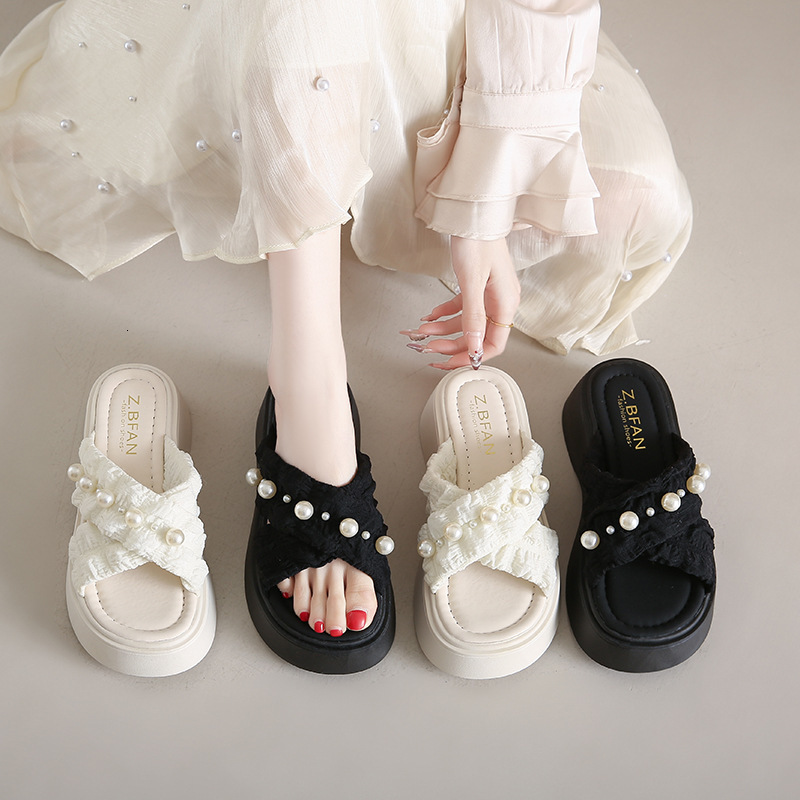 Ddmyoutdoor Women S Summer New Thick Soled Beach Sandals Internet Celebrity Ladies Casual Lazy Fashion One Strap Slippers Outdoor Shoes