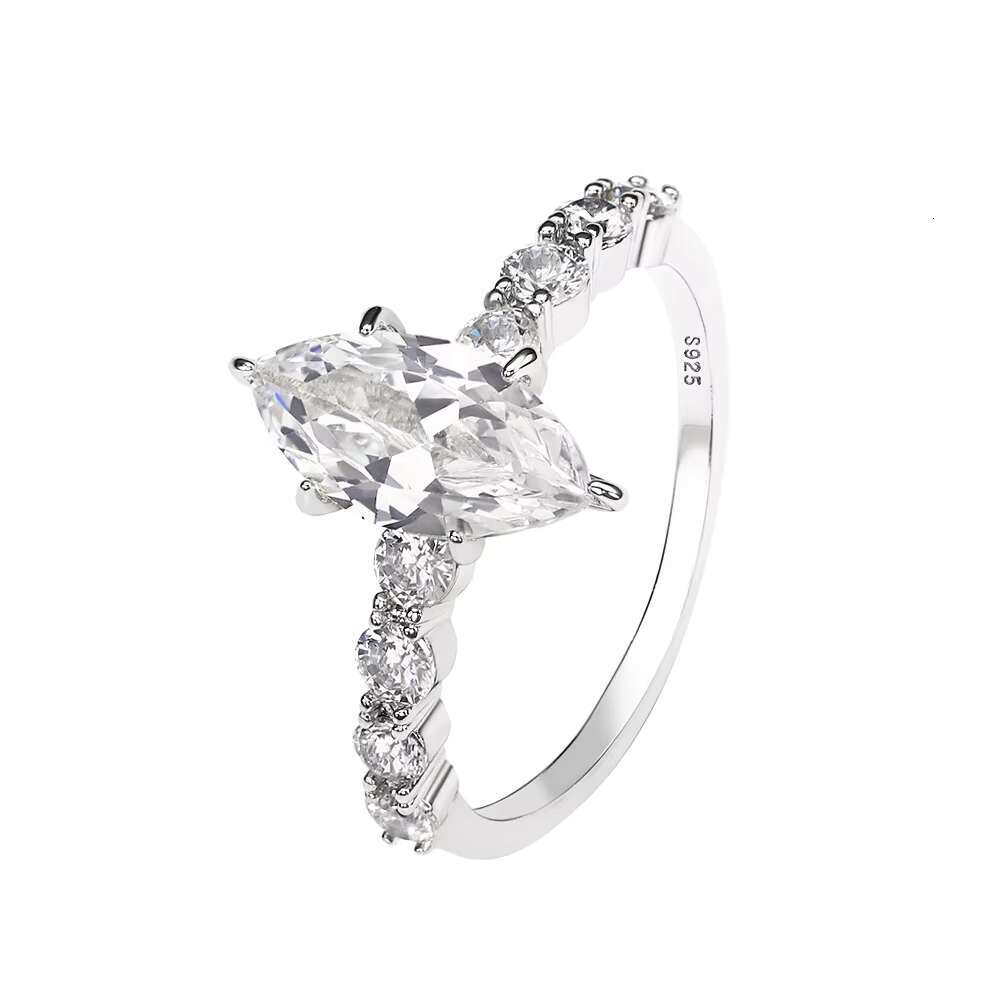Factory Wholesale Price Vintage 925 Sterling Silver Fine Jewelry VVS D Marquise Cut Moissanite Diamond Wedding Rings for Women
