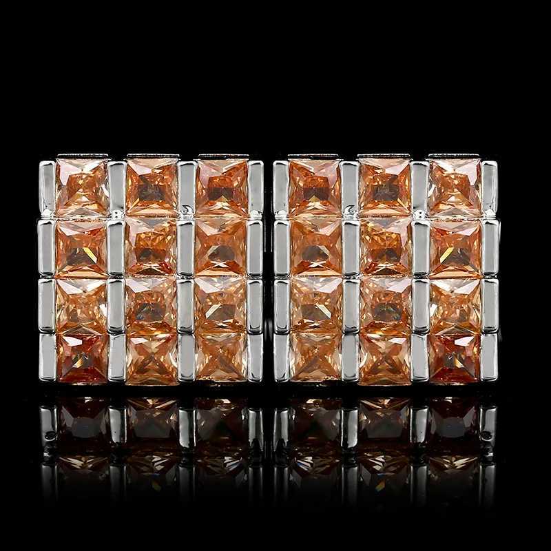 Mens Cufflinks Square Luxury Zircon Rhinestones French Shirts Cuffs Buttons Men and Womens Business Dresses Wedding Cuff Links XJ250614