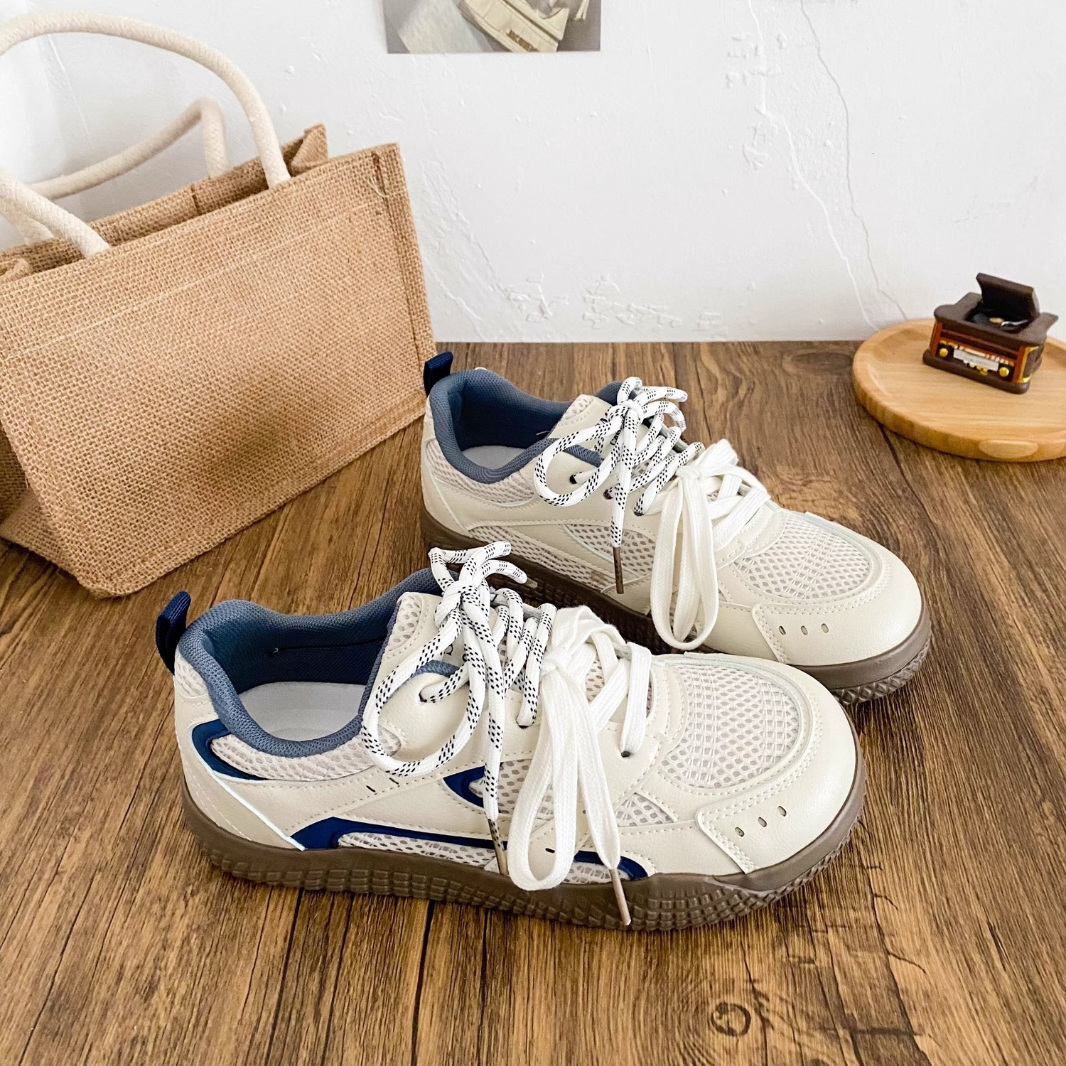 Ddmysports Spring New White Sneakers Mesh Breathable Sports Casual Fashion Versatile Non Slip German Training Shoes For Women Outdoor Shoes