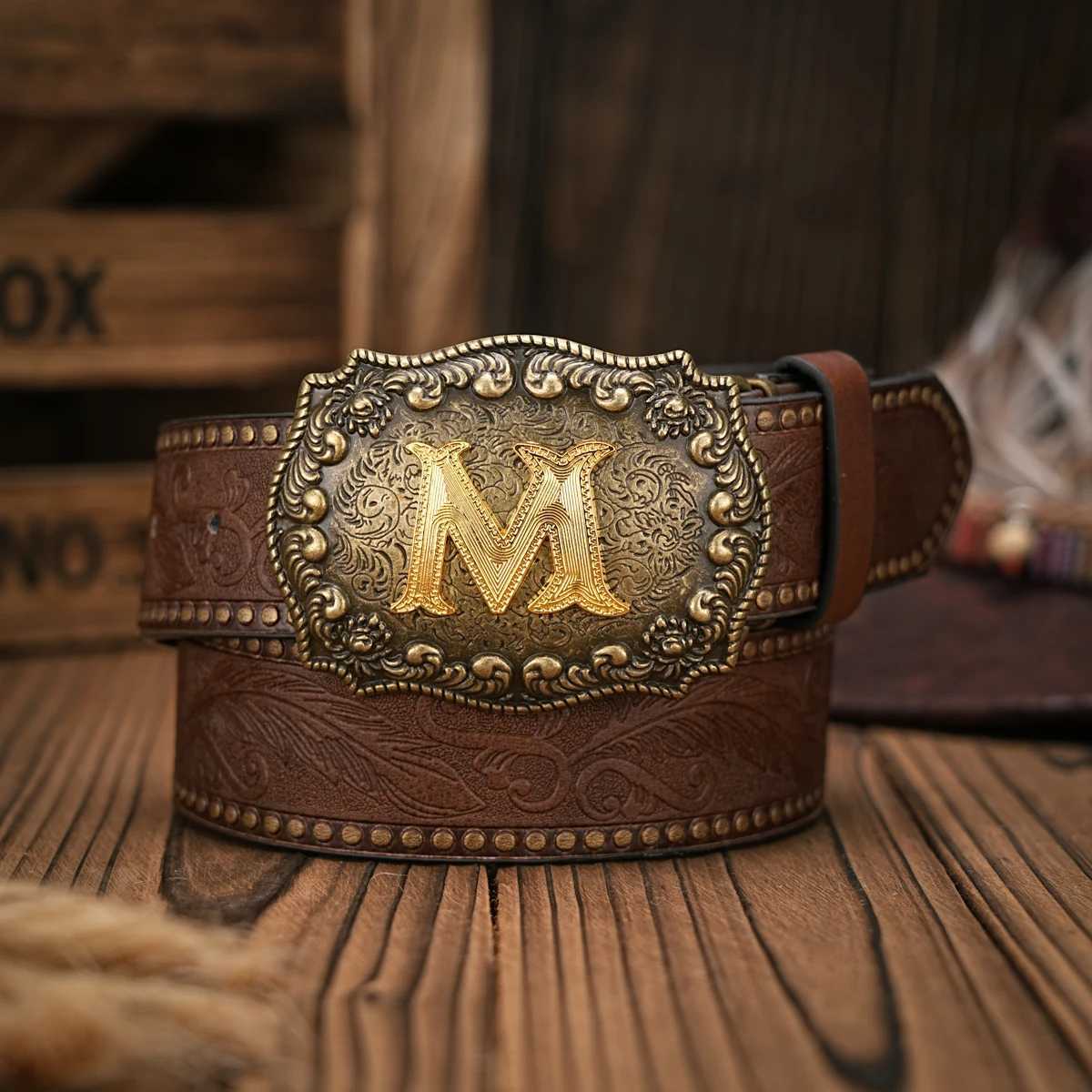 Vintage style PU Leather Western Denim Belt Classic Letter buckle - 3.8 cm wide durable and stylish for men and wen - perfect X250614