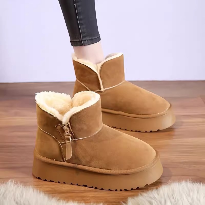 Ddmysports Thick Soled Snow For Women New Winter Fleece Lined Sheepskin Thickened Northeastern Cotton Shoes Slip On Boots Outdoor Shoes