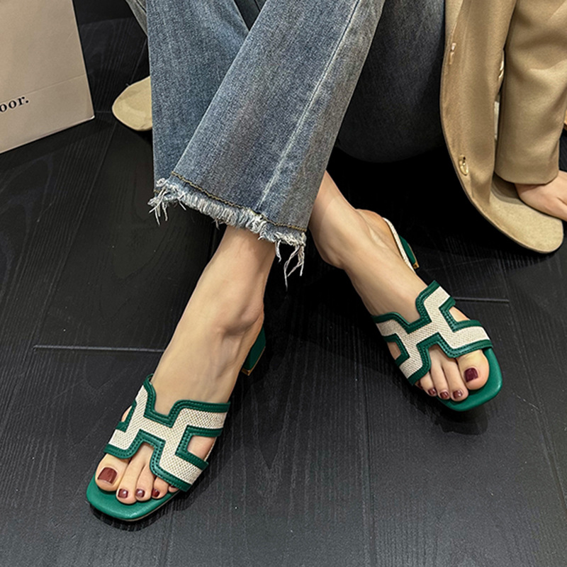 hot Free Shipping designer Slippers New high heeled slippers for women with and straight heels fashionable beach sandals thick soles