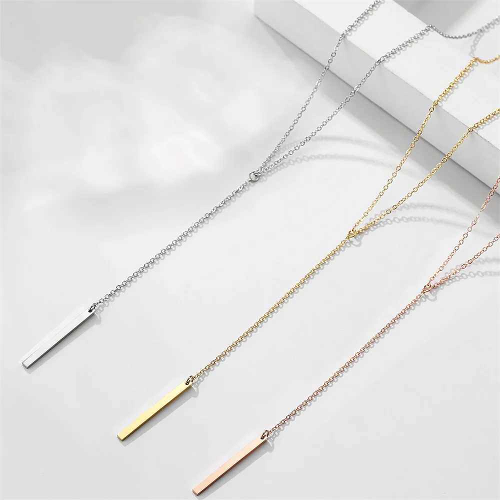 eManco Stainless Steel Y-shaped Vertical Bar Stick Necklace Clavicle Chain Z250614