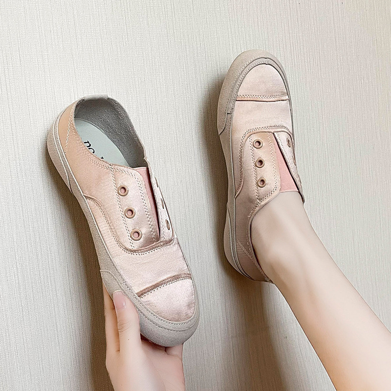 Ddmyoutdoor Women S Spring New Single Korean Style Casual Flat Comfortable Satin Slip On Lazy Shoes Outdoor Shoes