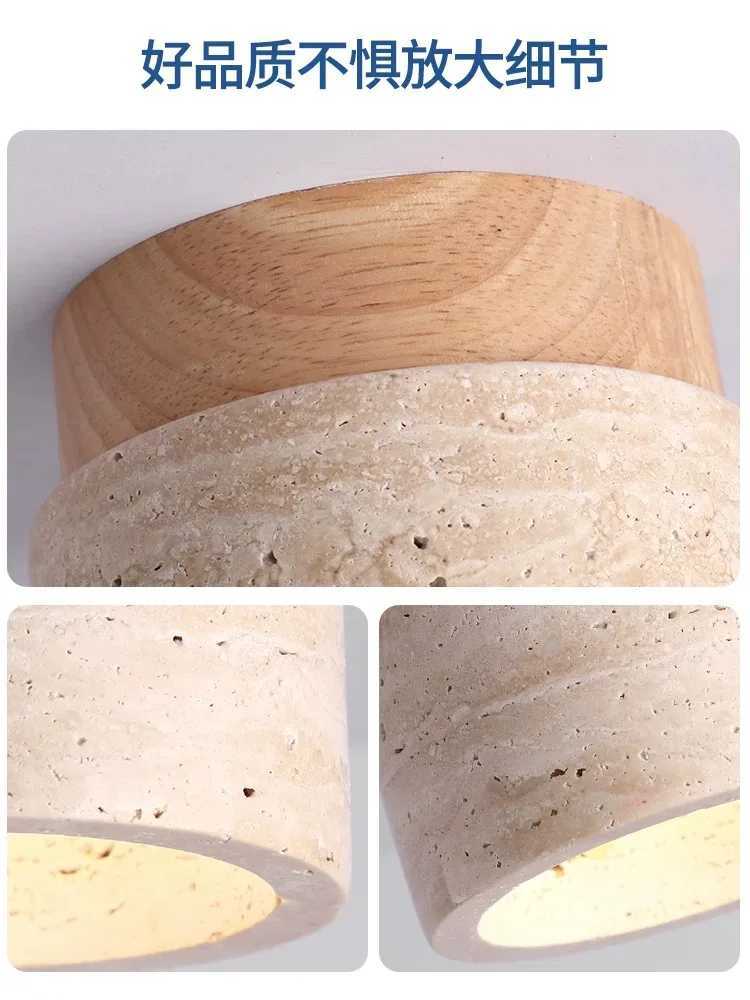 Wabi Sabi Yellow Marble Ceiling Light Lobby Entrance Corridor Balcony Restaurant Hotel Aisle Travertine Decorative Lamp XJ2500613