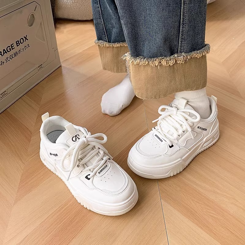 Ddmysports Korean Style Breathable Mesh Thick Soled Sneakers For Women Summer White Student Versatile Niche Casual Shoes Trendy Outdoor Shoes