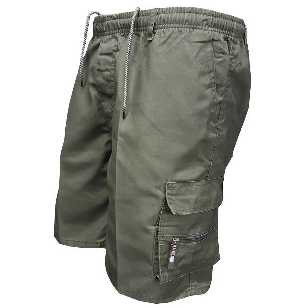 Mens Military-inspired Tactical Shorts for Summer Casual Jogging Style Cargo Design Loose Fit Multiple Pockets Elastic Waist W250614