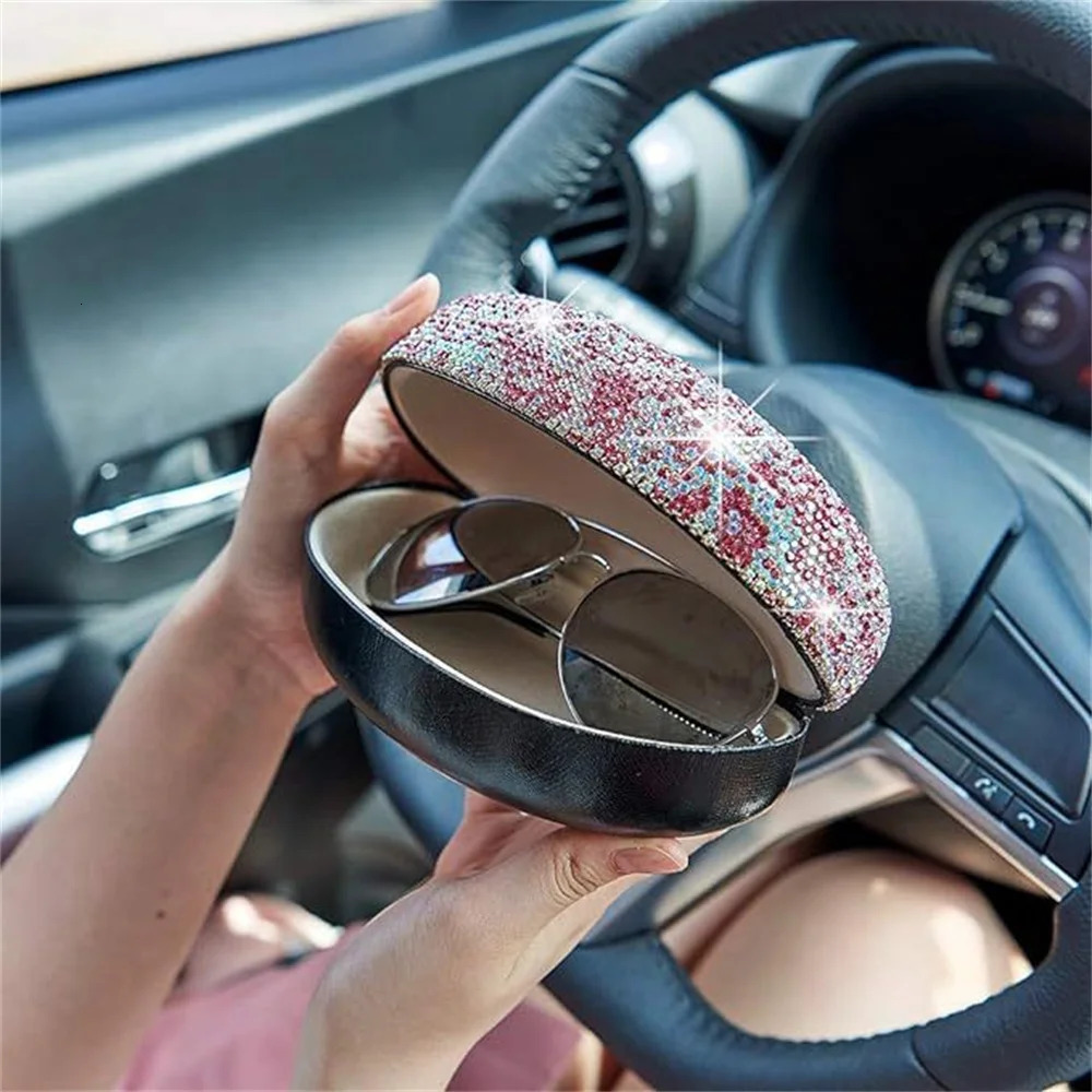 KLASSNUM Rhinestone Glitter Glasses Case Women Sparkling Sunglasses Box Bling Crystal Orgenizer Pressure Container In 250610