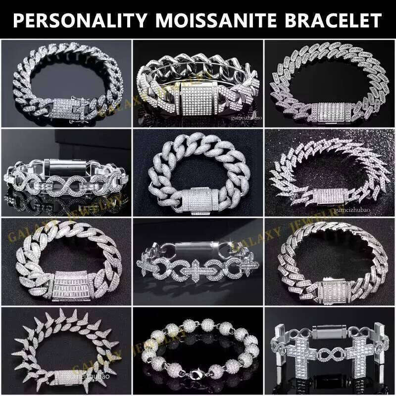 Heavy Duty Chains Solid Sterling Sier 8mm-20mm Wholesale Moissanite Clasp Thick Cuban Link Bracelet Necklace