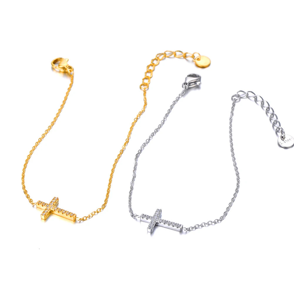 Lokaer Religious Cross Charm Bracelets For Women Men Classic Stainless Steel Cubic Zirconia Jewelry Pulseras Mujer B23005 250610