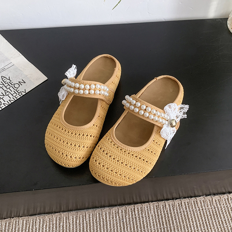 Ddmyoutdoor Casual Style Thick Sole Woven Shallow Mouth Spring Summer Hollow Out Vacation Slip On Closed Toe Half Slippers For Women Trendy Outdoor Sh