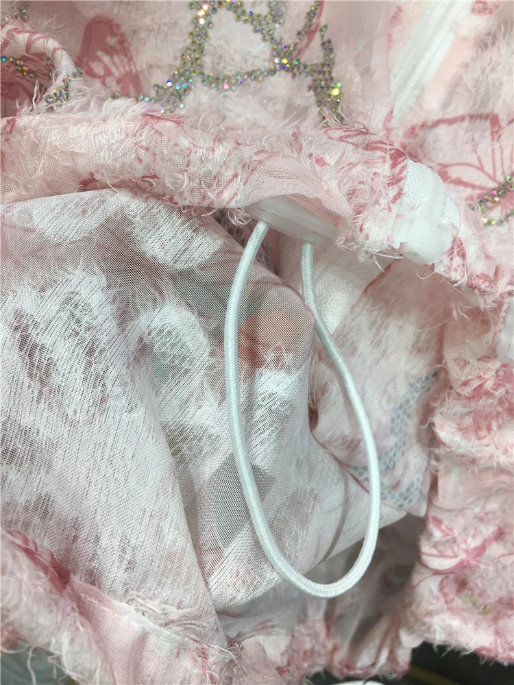 Women Drilling Diamonds Beaded Sunscreen Hoodies Shirts Coat Strawberry Butterfly Lace Spliced Blouses Zipper Cardigan Tops 250611