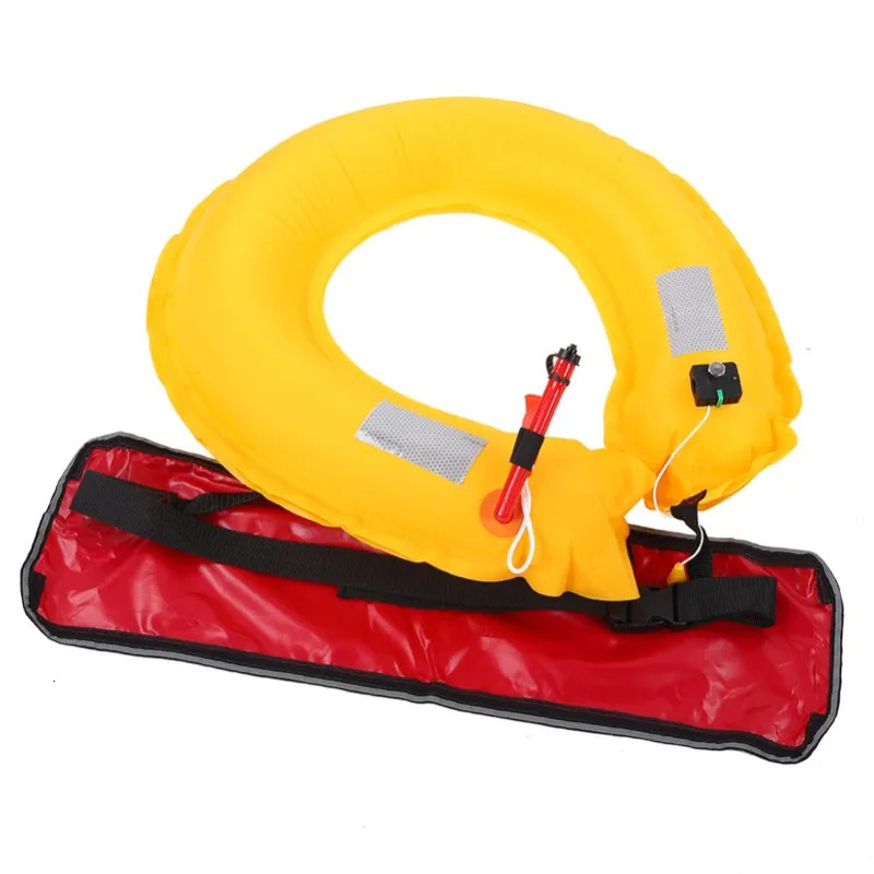 Adjustable Inflatable Life Jacket Belt With Reflective Tapes and Whistle red 250609