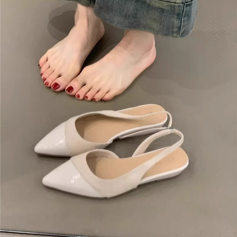 Ddmyoutdoor French Versatile Mules For Women Spring Summer New Elegant Pointed Toe Sandals Commuter Gentle Style Flat Shoes Outdoor Shoes
