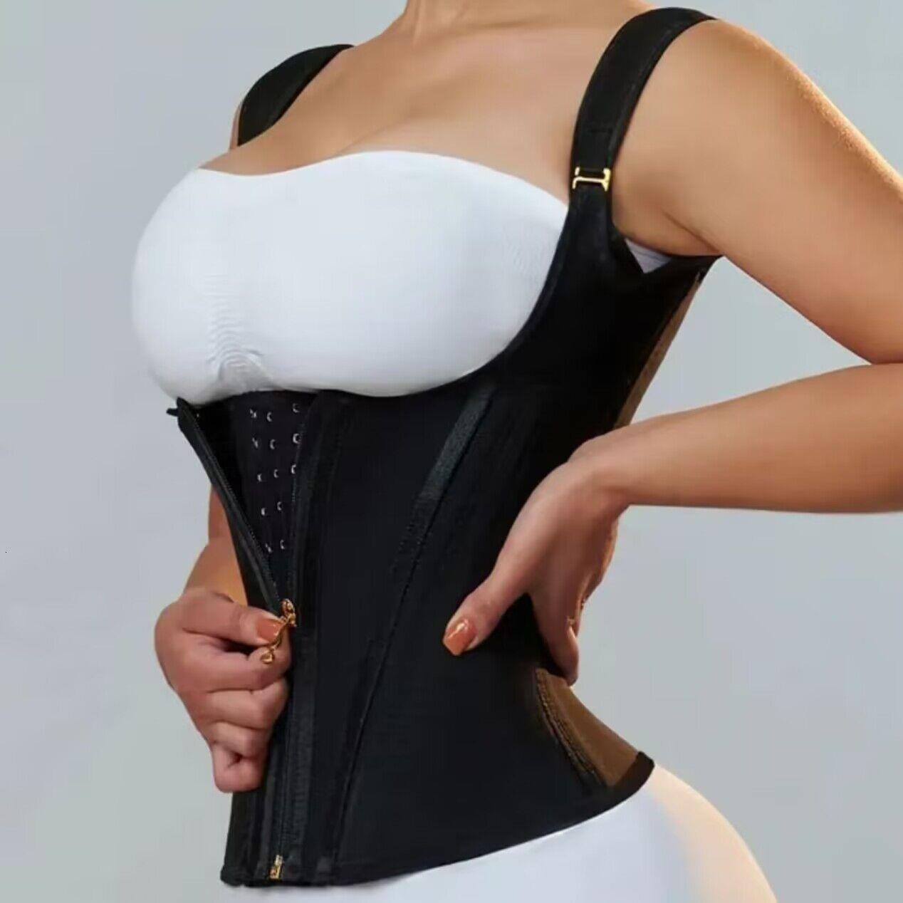 Mesh High Elastic Waist Trainer 15 Bones Posture Corrector Zipper Button Shapewear Vest Style Abdomen Waist Belt 240813