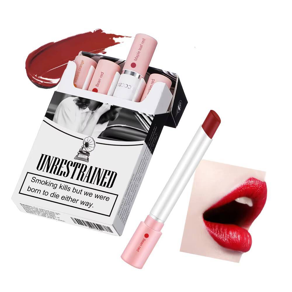 4pcs/set Matte Lipstick Waterproof, Easy to Apply, Non-Stick Formula for All Skin Types, Rich Red Shades happy