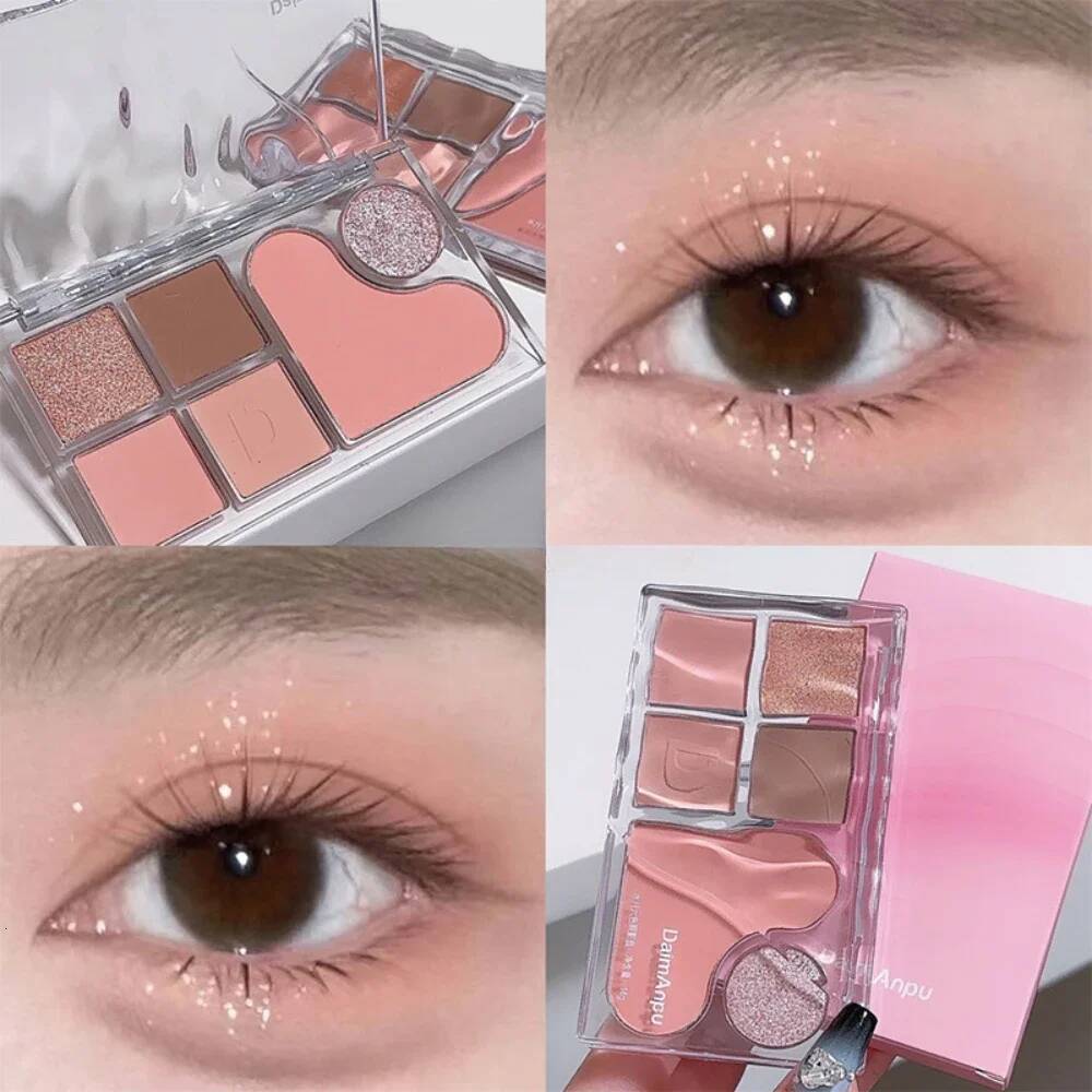 Pinky Heart Gege Bear Matte Pearlescent Earth Color Sequin Long-Lasting Eyeshadow And Contour Palette Makeup