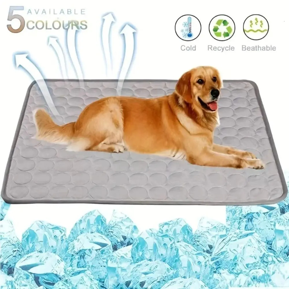 5 sizes Cool Ice Silk Moisture-proof Mattress Cushion Pet Cooling Mat Dog Cat Sleeping Pad Summer Small Animal Cold Bed 250614