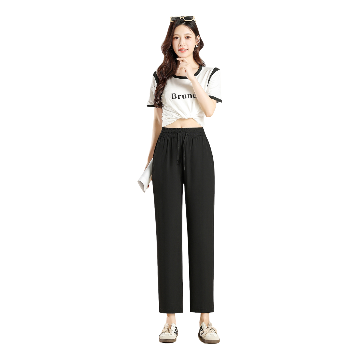 Tencel mini plaid wide-leg trousers Draped comfort Casual versatile soft drape Slouchy vibe