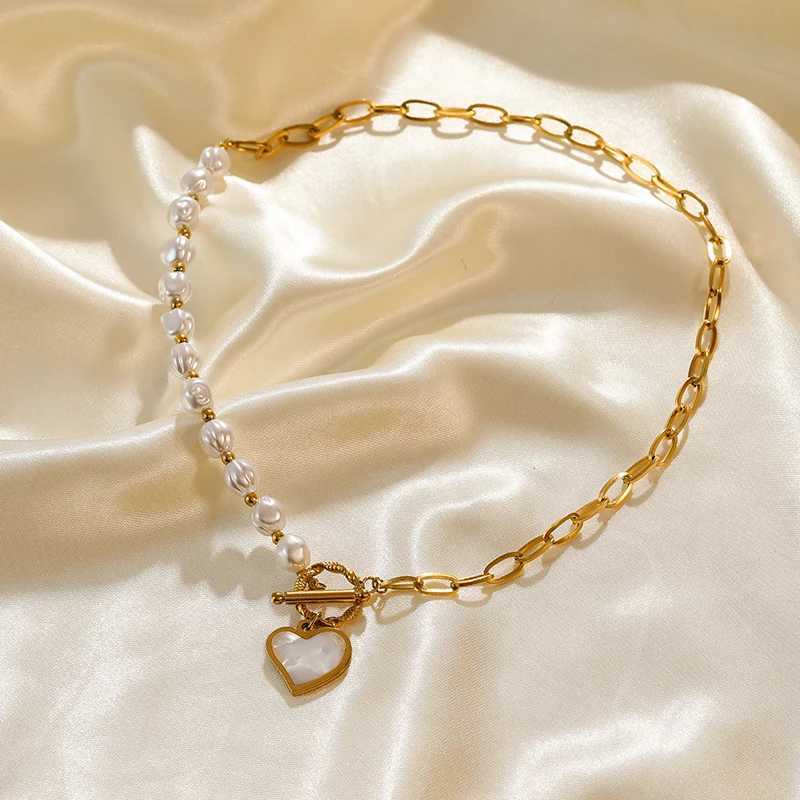 EILIECK 316L Stainless Steel Pearl Heart Pendant Necklace For Women 2023 New Trendy Temperament Simple Neck Chain Jewelry Gifts Z250614