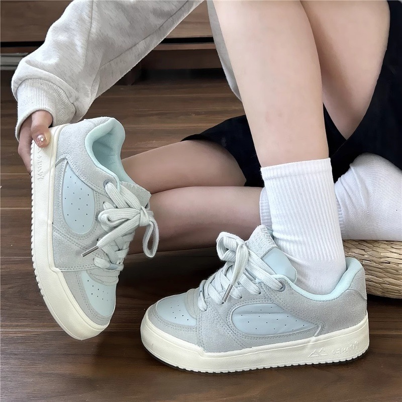 Ddmysports Niche Ice Blue Skate Shoes For Women Versatile Spring New Flat Sports Casual Loafers Outdoor Shoes