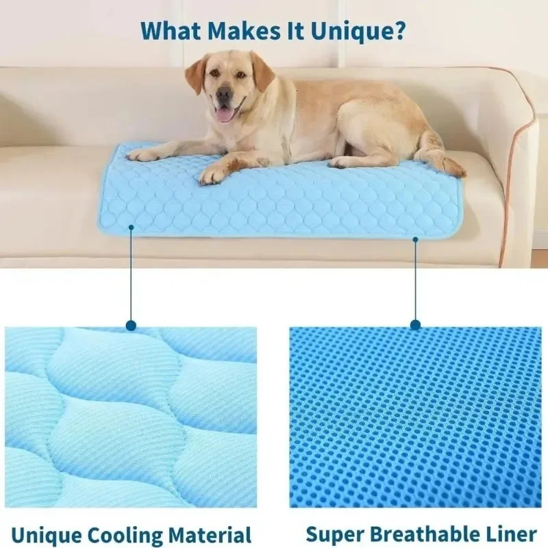 Dog Cooling Pad Ice Silk Fabric Self Cooling Gel Breathable Washable Summer Pet Mat for Dogs Cats Sofa Kennel Bed Comfortable La 250614